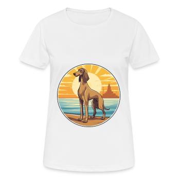 Saluki Dog Breed Cartoon Kawaii Clipart Watercolor - Women's Breathable T-Shirt - white - Front - AI Model Female 172 dark (172cm)