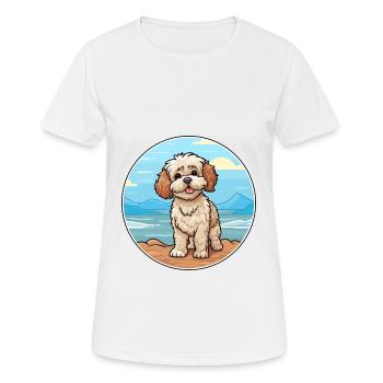 Shih Poo chien race dessin animé Kawaii Clipart chien animal de compagnie - T-shirt respirant Femme - blanc - Devant - AI Model Female 172 dark (172cm)