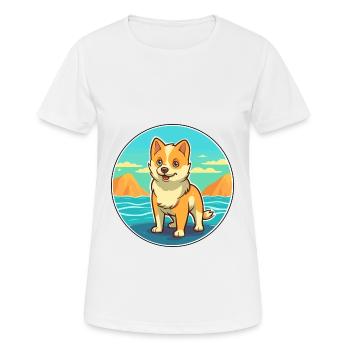 Shikoku Dog Breed Cartoon Kawaii Clipart Dog Pet - Women's Breathable T-Shirt - white - Front - AI Model Female 172 dark (172cm)