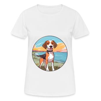 Chien tricolore sibérien race de chien Cartoon Kawaii - T-shirt respirant Femme - blanc - Devant - AI Model Female 172 dark (172cm)