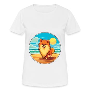 Spitz chien race dessin animé Kawaii Clipart aquarelle - T-shirt respirant Femme - blanc - Devant - AI Model Female 172 dark (172cm)