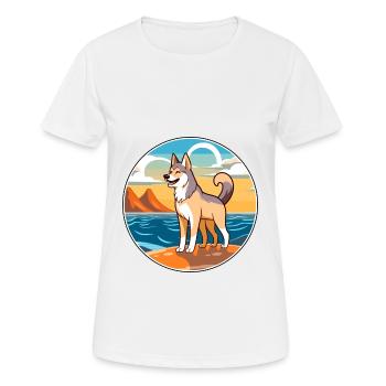 Seppala Sibirischer SchlittenHund Hunderasse Karikatur Kawaii - Frauen T-Shirt atmungsaktiv - Weiß - Vorne - AI Model Female 172 dark (172cm)