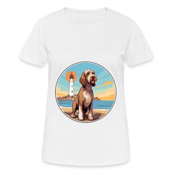 Spinone Italiano chien race Cartoon Kawaii Clipart - T-shirt respirant Femme - blanc - Devant - AI Model Female 172 dark (172cm)