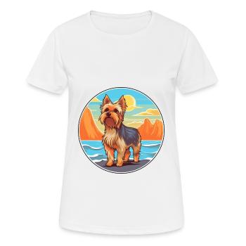 Silky Terrier Hund Rasse Cartoon Kawaii Clipart Hund - Frauen T-Shirt atmungsaktiv - Weiß - Vorne - AI Model Female 172 dark (172cm)