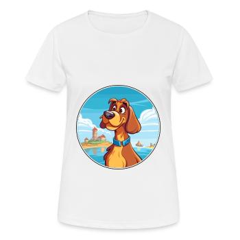 Slovensky Kopov chien race dessin animé Kawaii Clipart - T-shirt respirant Femme - blanc - Devant - AI Model Female 172 dark (172cm)