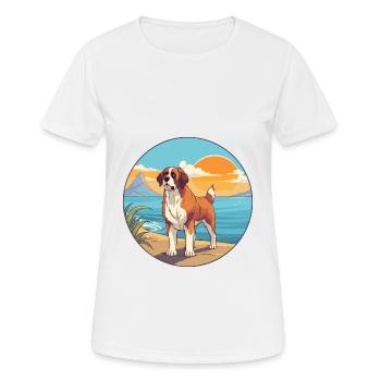 St Bernard chien race Cartoon Kawaii Clipart chien - T-shirt respirant Femme - blanc - Devant - AI Model Female 172 dark (172cm)