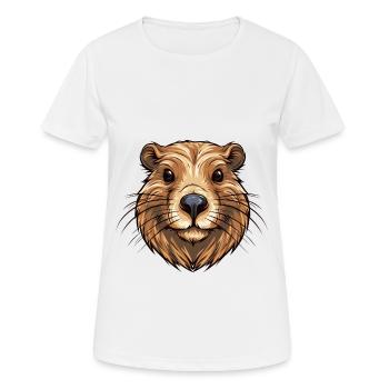 Beaver Colorful Watercolor Cartoon Kawaii Animal - Women's Breathable T-Shirt - white - Front - AI Model Female 172 dark (172cm)