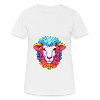 Sheep Colorful Watercolor Cartoon Kawaii Animal - Women's Breathable T-Shirt - white - Front - AI Model Female 172 dark (172cm)