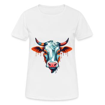 Cow Colorful Watercolor Cartoon Kawaii Animal - Women's Breathable T-Shirt - white - Front - AI Model Female 172 dark (172cm)