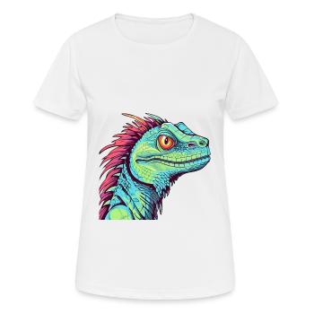 Basilisk Colorful Watercolor Cartoon Kawaii Animal - Women's Breathable T-Shirt - white - Front - AI Model Female 172 dark (172cm)
