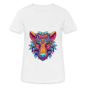 Boar Colorful Watercolor Cartoon Kawaii Animal - Women's Breathable T-Shirt - white - Front - AI Model Female 172 dark (172cm)