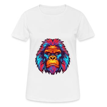 Gorilla Colorful Watercolor Cartoon Kawaii Animal - Women's Breathable T-Shirt - white - Front - AI Model Female 172 dark (172cm)