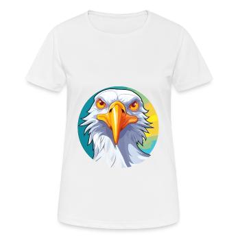 Seagull Colorful Watercolor Cartoon Kawaii Animal - Women's Breathable T-Shirt - white - Front - AI Model Female 172 dark (172cm)