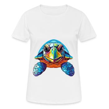 Turtle Colorful Watercolor Cartoon Kawaii Animal - Women's Breathable T-Shirt - white - Front - AI Model Female 172 dark (172cm)