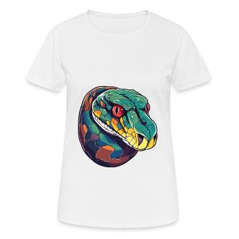 Anaconda Colorful Watercolor Cartoon Kawaii Animal - Women's Breathable T-Shirt - white - Front - AI Model Female 172 dark (172cm)