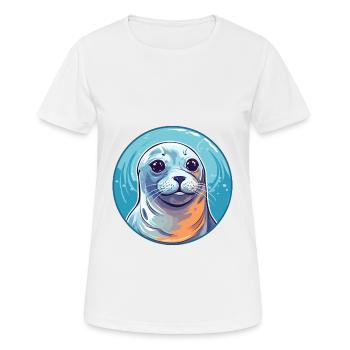 Seal Colorful Watercolor Cartoon Kawaii Animal - Women's Breathable T-Shirt - white - Front - AI Model Female 172 dark (172cm)