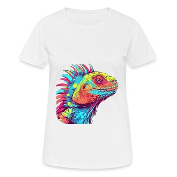 Iguana Colorful Watercolor Cartoon Kawaii Animal - Women's Breathable T-Shirt - white - Front - AI Model Female 172 dark (172cm)