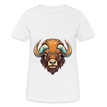 Buffalo Colorful Watercolor Cartoon Kawaii Animal - Women's Breathable T-Shirt - white - Front - AI Model Female 172 dark (172cm)
