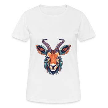 Antilope Aquarelle Colorée Dessin Animé Kawaii Animal - T-shirt respirant Femme - blanc - Devant - AI Model Female 172 dark (172cm)