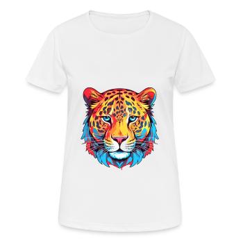 Leopard Colorful Watercolor Cartoon Kawaii Animal - Women's Breathable T-Shirt - white - Front - AI Model Female 172 dark (172cm)