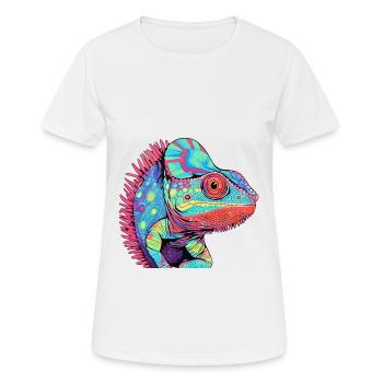 Chamäleon Bunte Aquarell-Karikatur Kawaii Anima - Frauen T-Shirt atmungsaktiv - Weiß - Vorne - AI Model Female 172 dark (172cm)