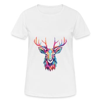 Hirsch buntes Aquarell Cartoon Kawaii Tier - Frauen T-Shirt atmungsaktiv - Weiß - Vorne - AI Model Female 172 dark (172cm)
