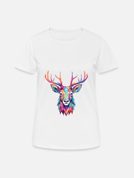 Hirsch buntes Aquarell Cartoon Kawaii Tier - Frauen T-Shirt atmungsaktiv - Weiß