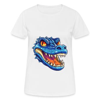 Krokodil bunte Aquarell-Karikatur Kawaii Anima - Frauen T-Shirt atmungsaktiv - Weiß - Vorne - AI Model Female 172 dark (172cm)