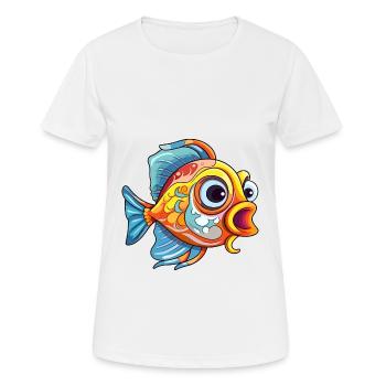 Fish Colorful Watercolor Cartoon Kawaii Animal - Women's Breathable T-Shirt - white - Front - AI Model Female 172 dark (172cm)
