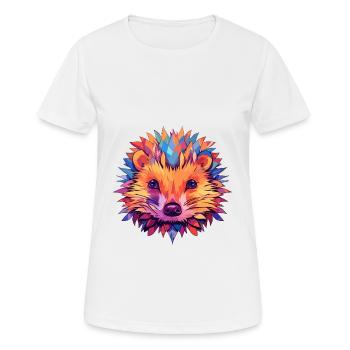 Hedgehog Colorful Watercolor Cartoon Kawaii Animal - Women's Breathable T-Shirt - white - Front - AI Model Female 172 dark (172cm)