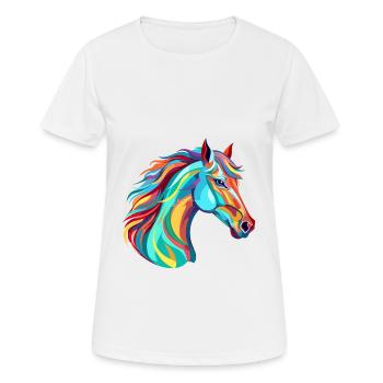 Pferd buntes Aquarell Karikatur Kawaii Tier - Frauen T-Shirt atmungsaktiv - Weiß - Vorne - AI Model Female 172 dark (172cm)