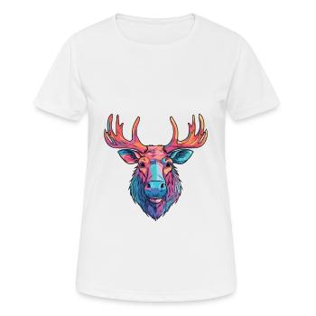 Moose Colorful Watercolor Cartoon Kawaii Animal - Women's Breathable T-Shirt - white - Front - AI Model Female 172 dark (172cm)
