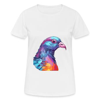 Pigeon Aquarelle Colorée Dessin Animé Kawaii Animal - T-shirt respirant Femme - blanc - Devant - AI Model Female 172 dark (172cm)