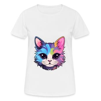Chaton coloré aquarelle dessin animé kawaii animal - T-shirt respirant Femme - blanc - Devant - AI Model Female 172 dark (172cm)