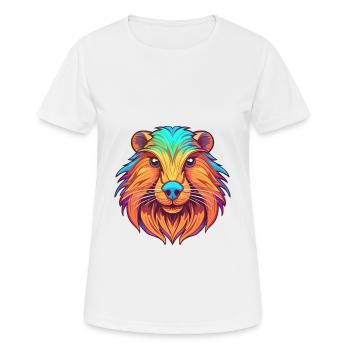 Castor coloré aquarelle dessin animé Kawaii Animal - T-shirt respirant Femme - blanc - Devant - AI Model Female 172 dark (172cm)