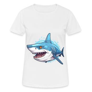 Shark Colorful Watercolor Cartoon Kawaii Animal - Women's Breathable T-Shirt - white - Front - AI Model Female 172 dark (172cm)