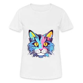 Katze buntes Aquarell Cartoon Kawaii Tier - Frauen T-Shirt atmungsaktiv - Weiß - Vorne - AI Model Female 172 dark (172cm)