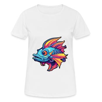 Catfish Colorful Watercolor Cartoon Kawaii Animal - Women's Breathable T-Shirt - white - Front - AI Model Female 172 dark (172cm)