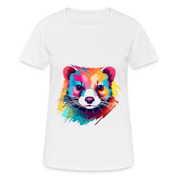 Ferret Colorful Watercolor Cartoon Kawaii Animal - Women's Breathable T-Shirt - white - Front - AI Model Female 172 dark (172cm)