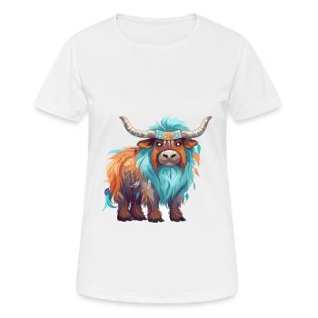 Yak Colorful Watercolor Cartoon Kawaii Animal - Women's Breathable T-Shirt - white - Front - AI Model Female 172 dark (172cm)