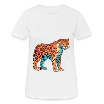 Jaguar Aquarelle Colorée Dessin Animé Kawaii Animal - T-shirt respirant Femme - blanc - Devant - AI Model Female 172 dark (172cm)