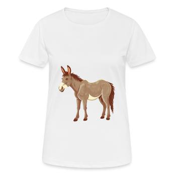 Donkey Colorful Watercolor Cartoon Kawaii Animal - Women's Breathable T-Shirt - white - Front - AI Model Female 172 dark (172cm)