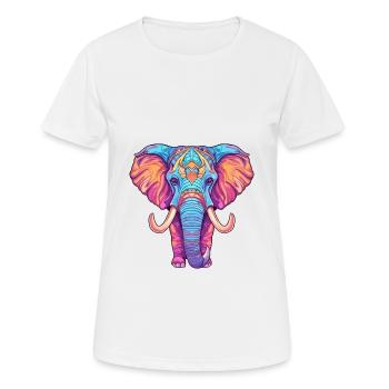 Elefant buntes Aquarell Cartoon Kawaii Tier - Frauen T-Shirt atmungsaktiv - Weiß - Vorne - AI Model Female 172 dark (172cm)