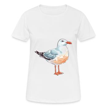 Seagull Colorful Watercolor Cartoon Kawaii Animal - Women's Breathable T-Shirt - white - Front - AI Model Female 172 dark (172cm)