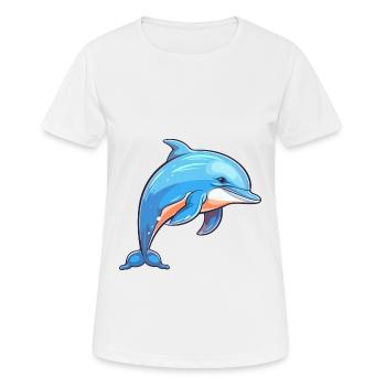 Delfin buntes Aquarell Cartoon Kawaii Tier - Frauen T-Shirt atmungsaktiv - Weiß - Vorne - AI Model Female 172 dark (172cm)