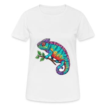 Chamäleon Bunte Aquarell-Karikatur Kawaii Anima - Frauen T-Shirt atmungsaktiv - Weiß - Vorne - AI Model Female 172 dark (172cm)