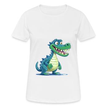 Krokodil bunte Aquarell-Karikatur Kawaii Anima - Frauen T-Shirt atmungsaktiv - Weiß - Vorne - AI Model Female 172 dark (172cm)
