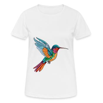 Hummingbird Colorful Watercolor Cartoon Kawaii Ani - Women's Breathable T-Shirt - white - Front - AI Model Female 172 dark (172cm)