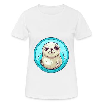 Seal Colorful Watercolor Cartoon Kawaii Animal - Women's Breathable T-Shirt - white - Front - AI Model Female 172 dark (172cm)