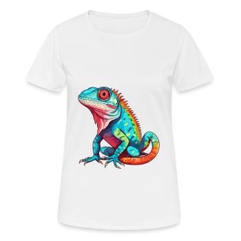 Lizard Colorful Watercolor Cartoon Kawaii Animal - Women's Breathable T-Shirt - white - Front - AI Model Female 172 dark (172cm)